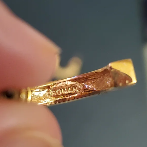 Vintage Roman Gold Rhinestone Earrings - Picture 2 of 3